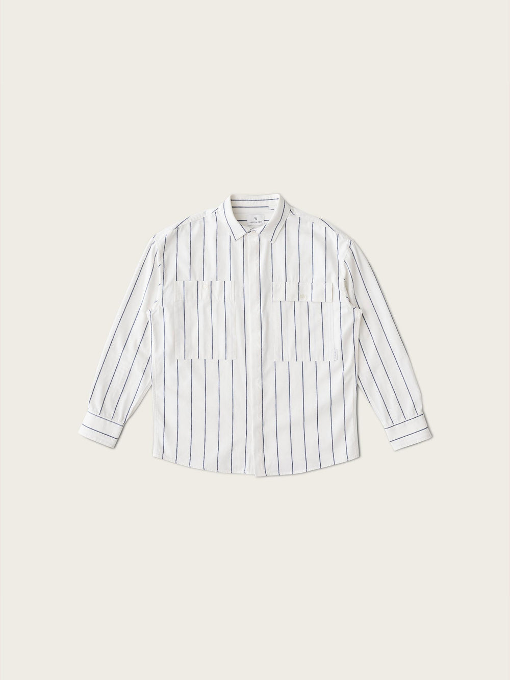 Asymmetrical Pocket Shirt - White Stripe