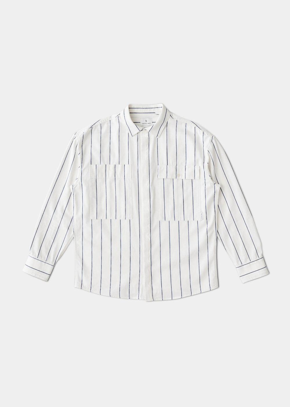 Asymmetrical Pocket Shirt - White Stripe