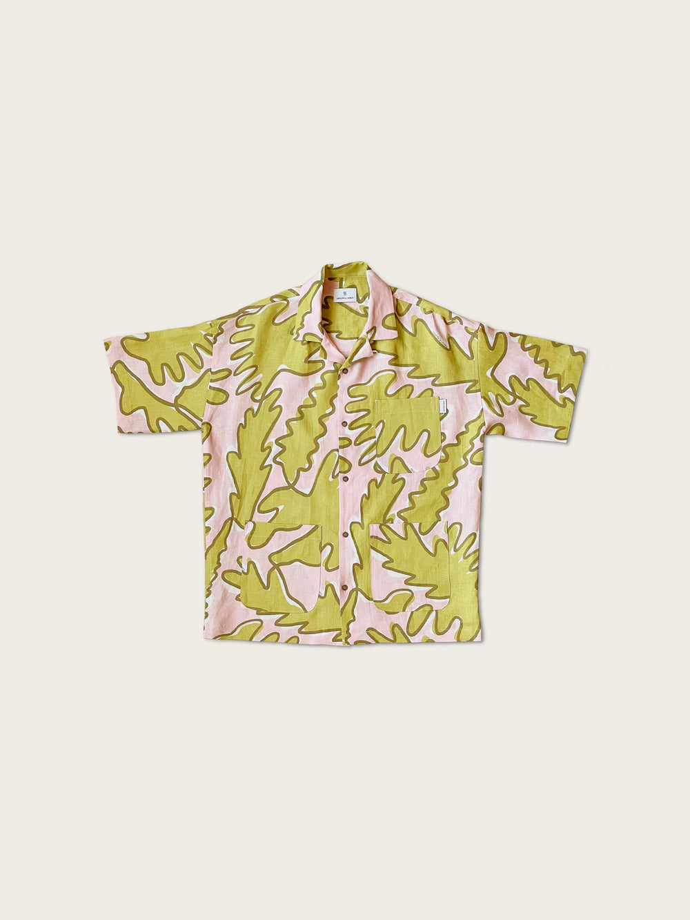 3-Pocket Print Shirt - Blush Leafy print