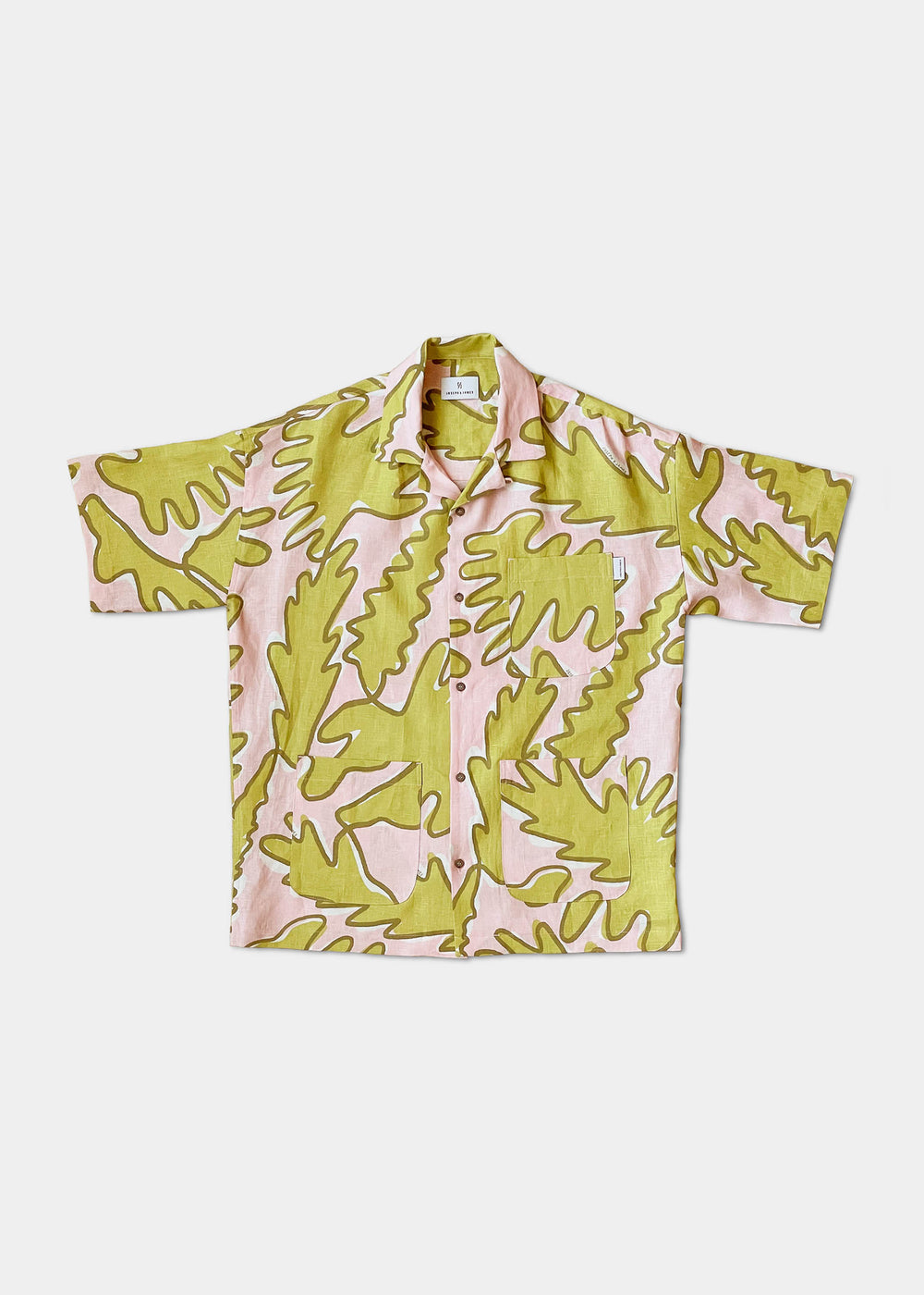 3-Pocket Print Shirt - Blush Leafy print