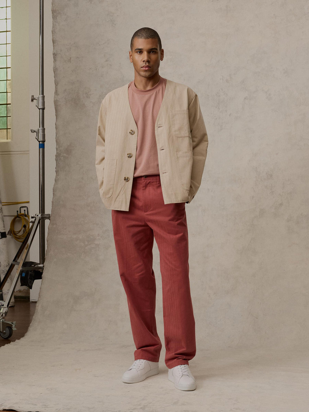 Collarless Jacket - Sand