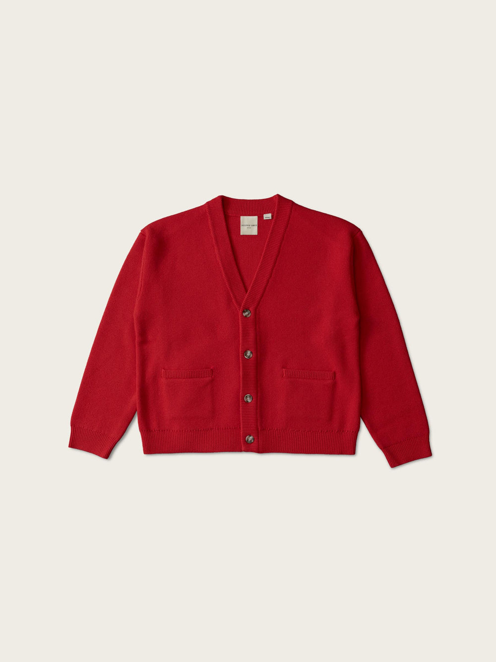 2-Pocket Merino Cardigan - Red