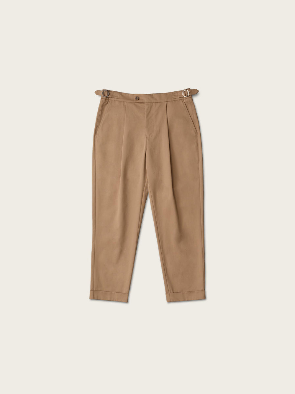 Cropped Pleated Trouser - Camel