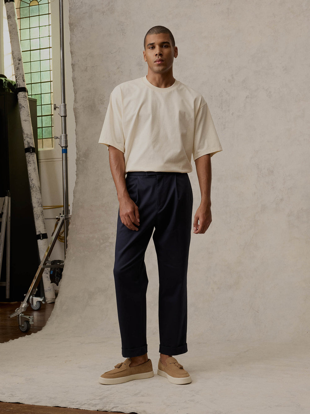 Cropped Pleated Trouser - Ink