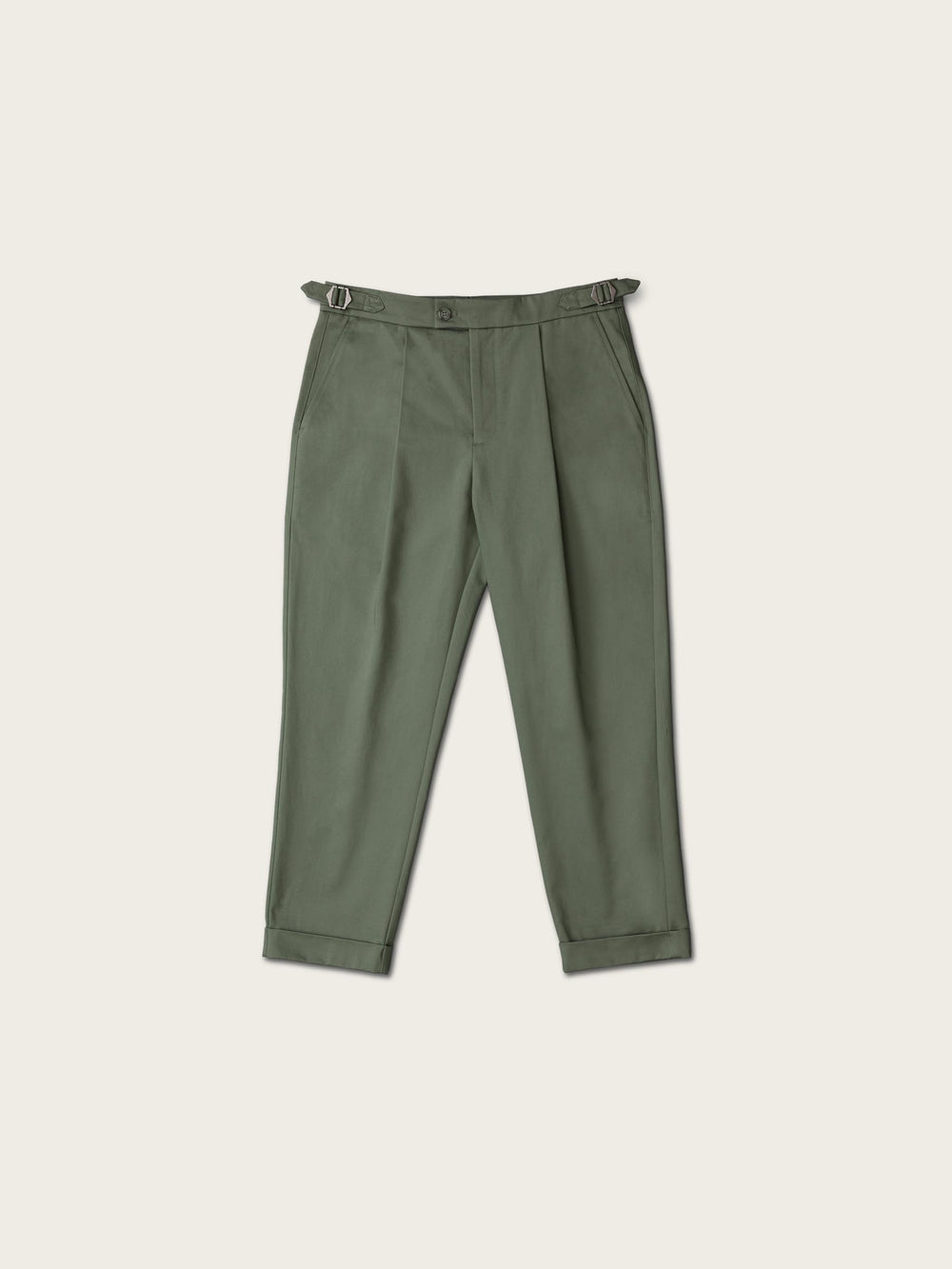 Cropped Pleated Trouser - Shale Green