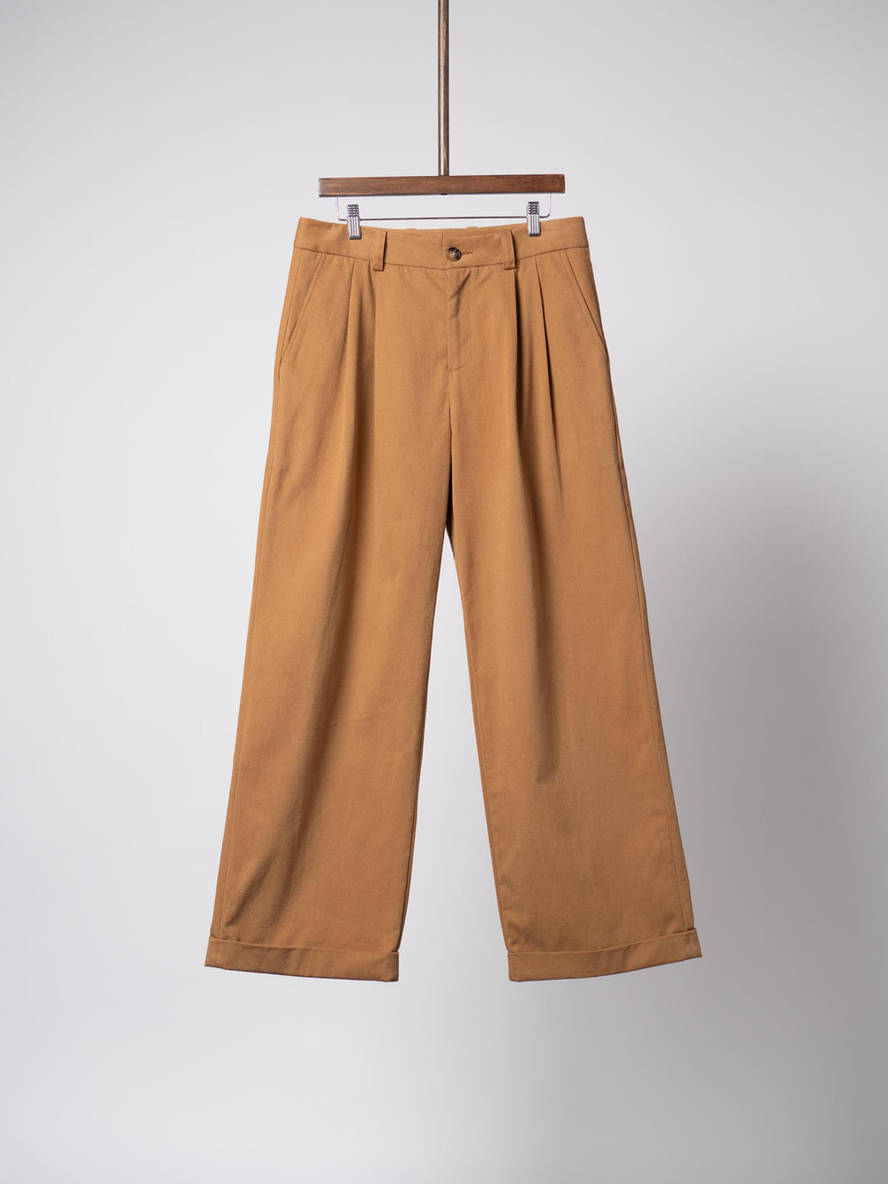 Wide Leg Pleated Trouser - Tan